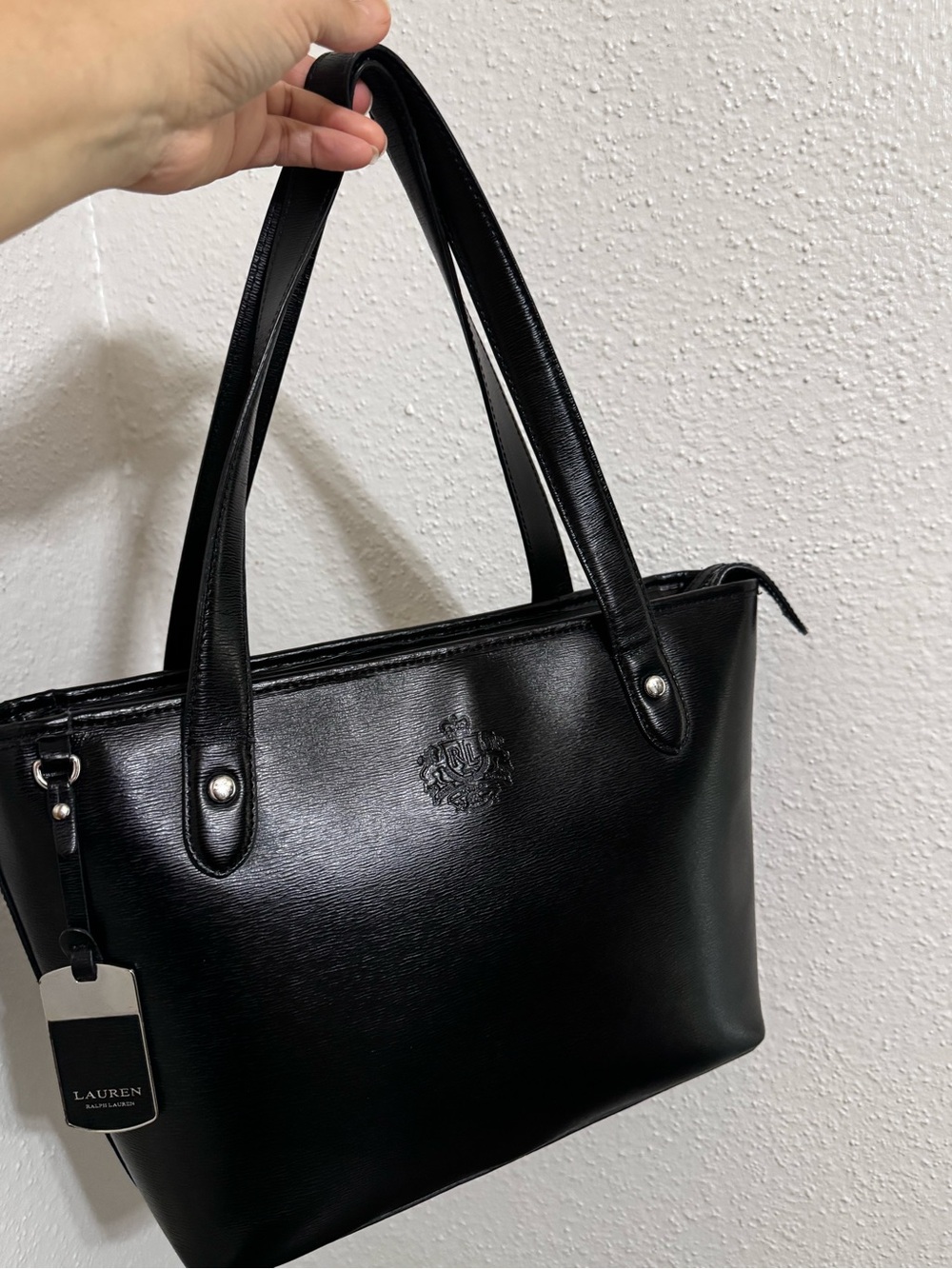 Lauren Ralph Lauren Black Leather Tote Bag